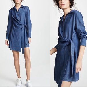 Tibi Drape Chambray Wrap Dress Sz 0